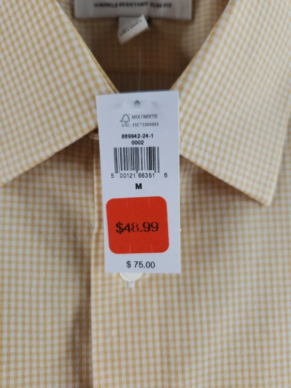 NWT Banana Republic Long Sleeve Button Up Shirt Yellow Check Medium Slim Men